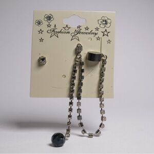 Fashion Jewelry Silver and Black Earrings